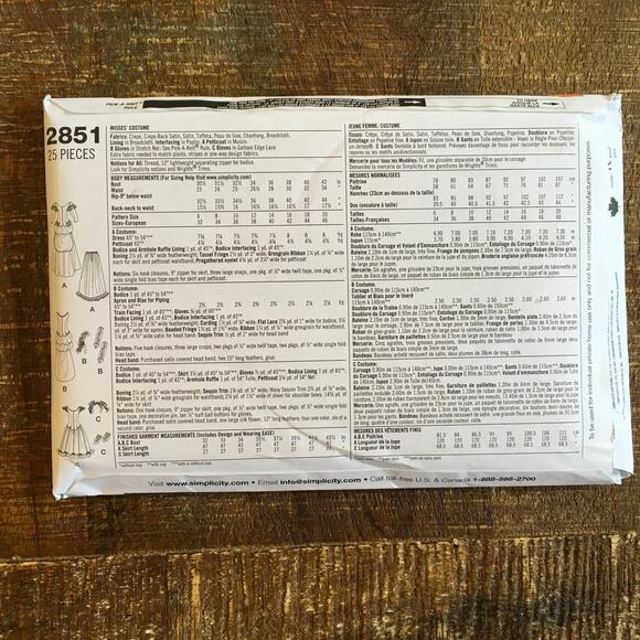 Simplicity Sewing Pattern 2851 Misses Costume Saloon Wild West Dress 6-12 UNCUT - Picture 2 of 2